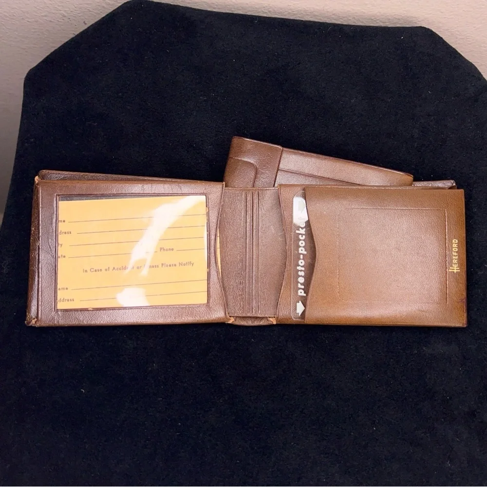 Vintage New Hereford Brown Leather Wallet Western Cowhide Texas Longhorn